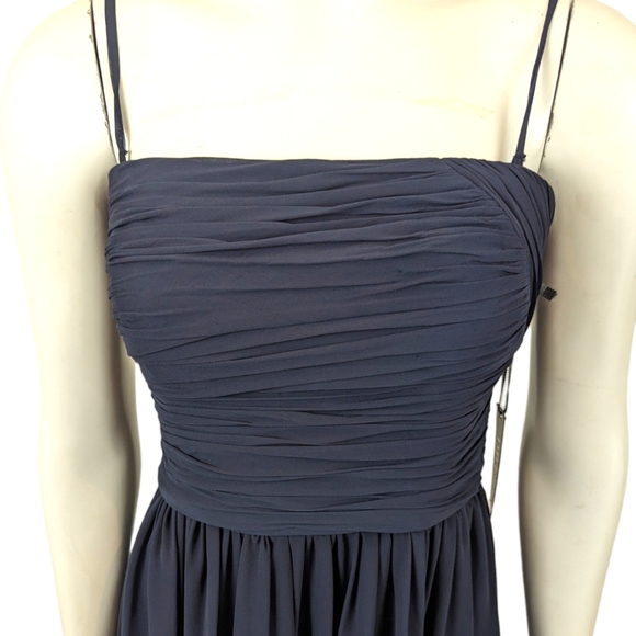 Vera Wang Dress Chiffon Long Gown Navy Blue Strapless Formal Black Tie Womens 6 - Picture 2 of 13